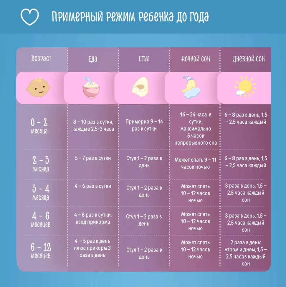 Распорядок дня новорожденного до 1 месяца по часам. таблица, советы