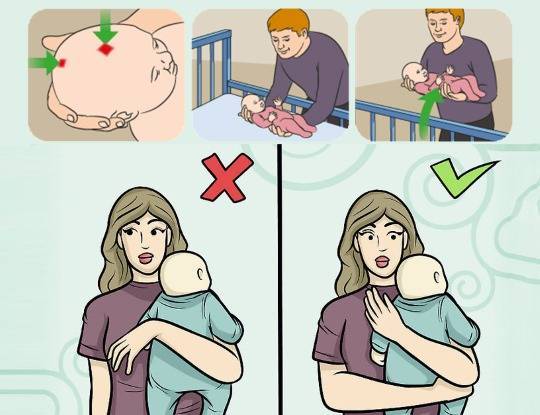 Как правильно держать новорожденного "столбиком" после кормления или во время купания